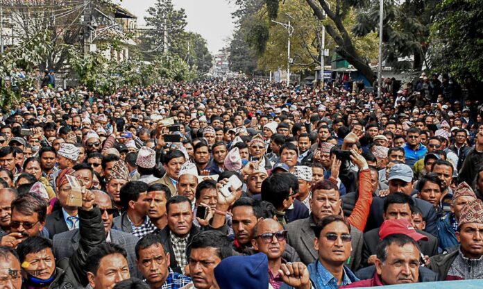 No Classes Until Law is Enacted Teachers Continue Strike in Kathmandu desh sarokar